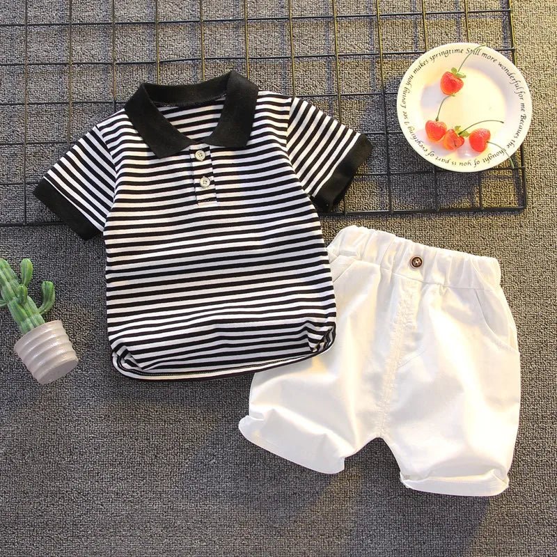 Boys Summer Polo Bear Shirt Set