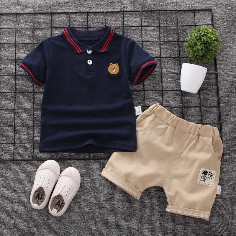 Boys Summer Polo Bear Shirt Set