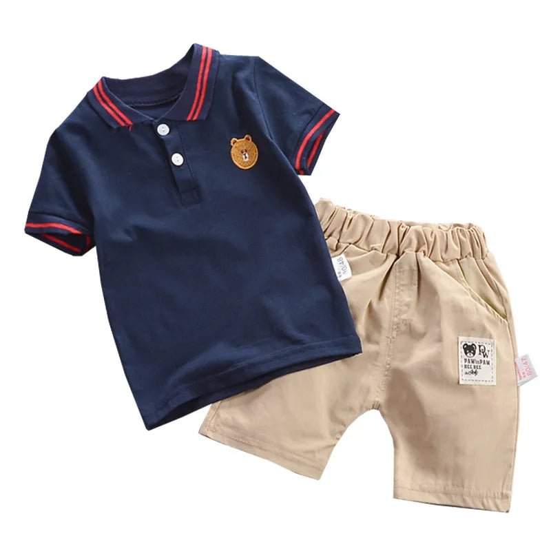 Boys Summer Polo Bear Shirt Set