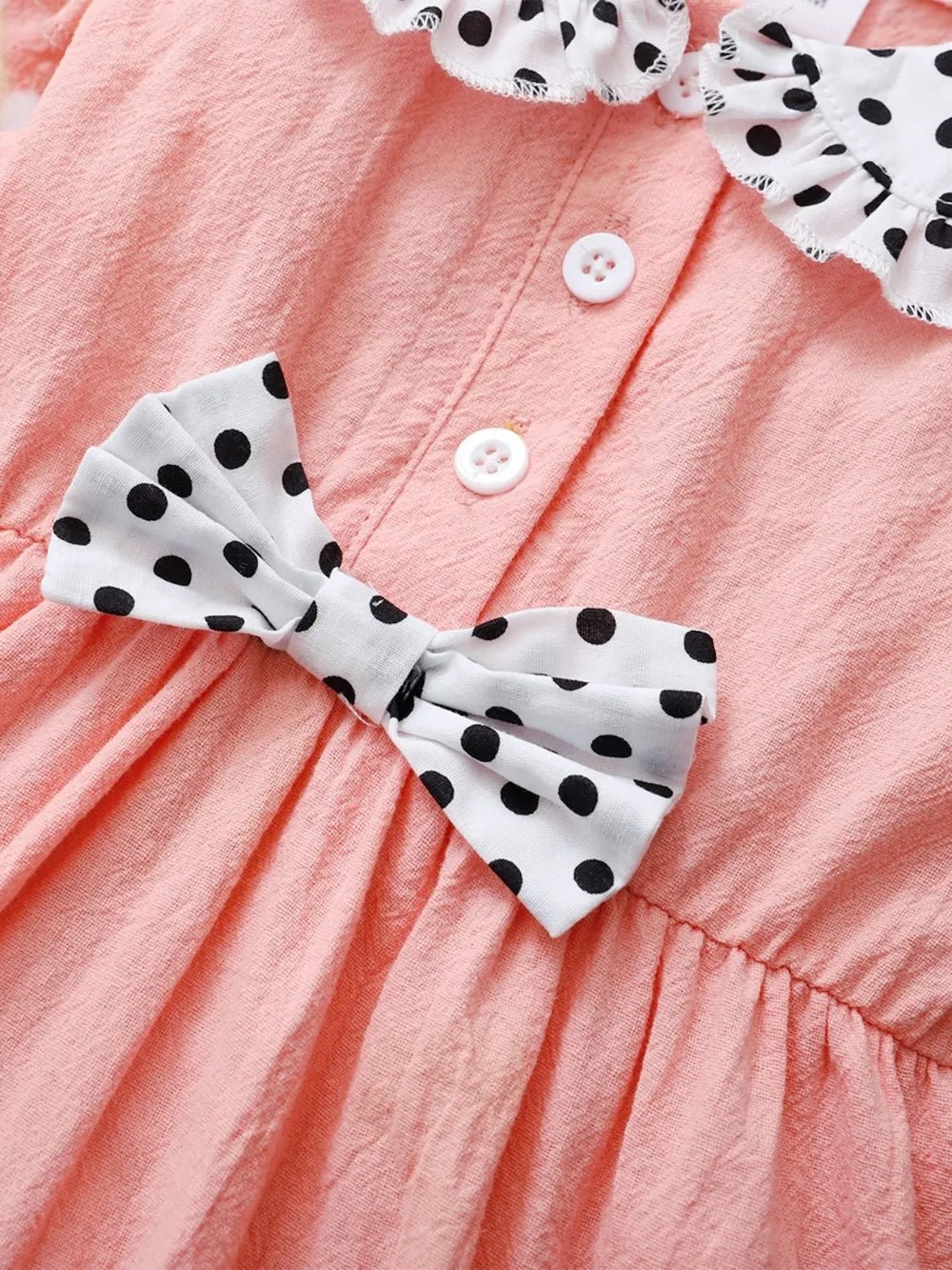 Girls Bow Collar Ruffle Sleeve Dress – Peter Pan Style