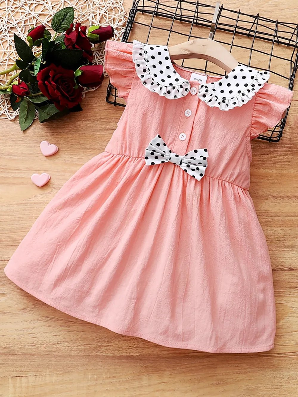 Girls Bow Collar Ruffle Sleeve Dress – Peter Pan Style