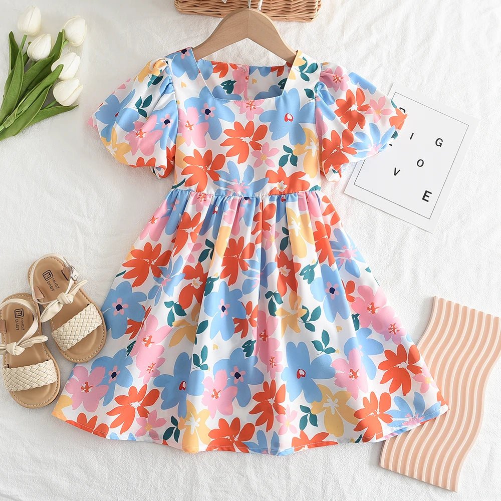 Girls Colorful Floral Dress
