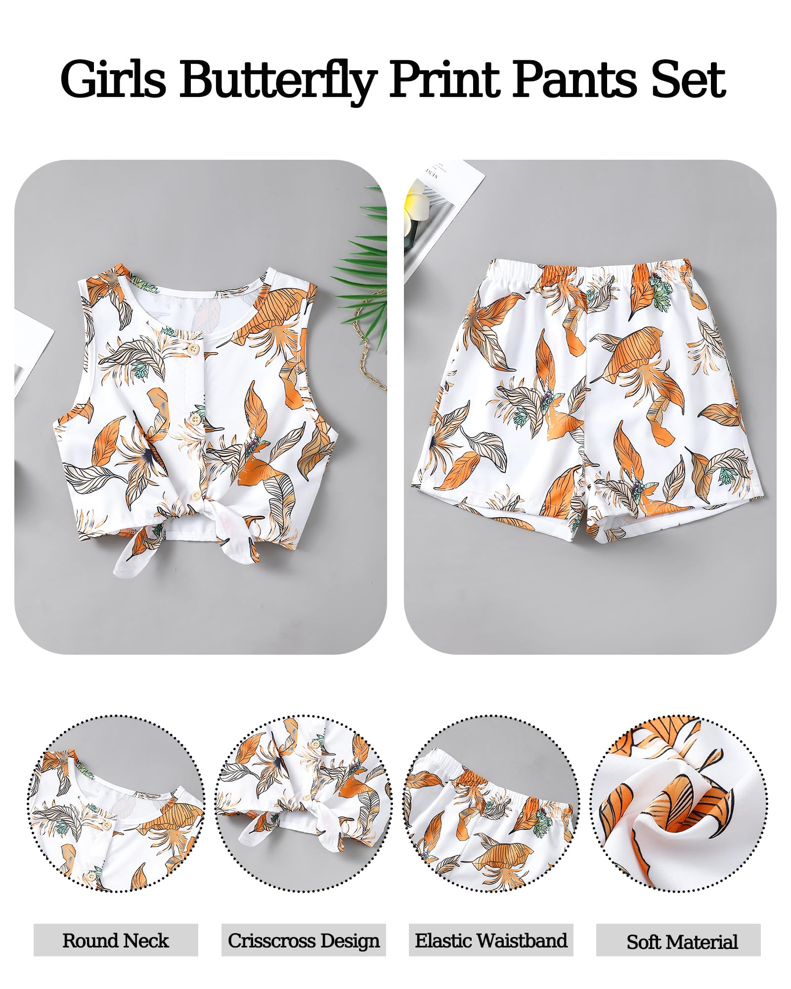 Girls Hawaiian Floral Crop Top and Shorts Summer Set