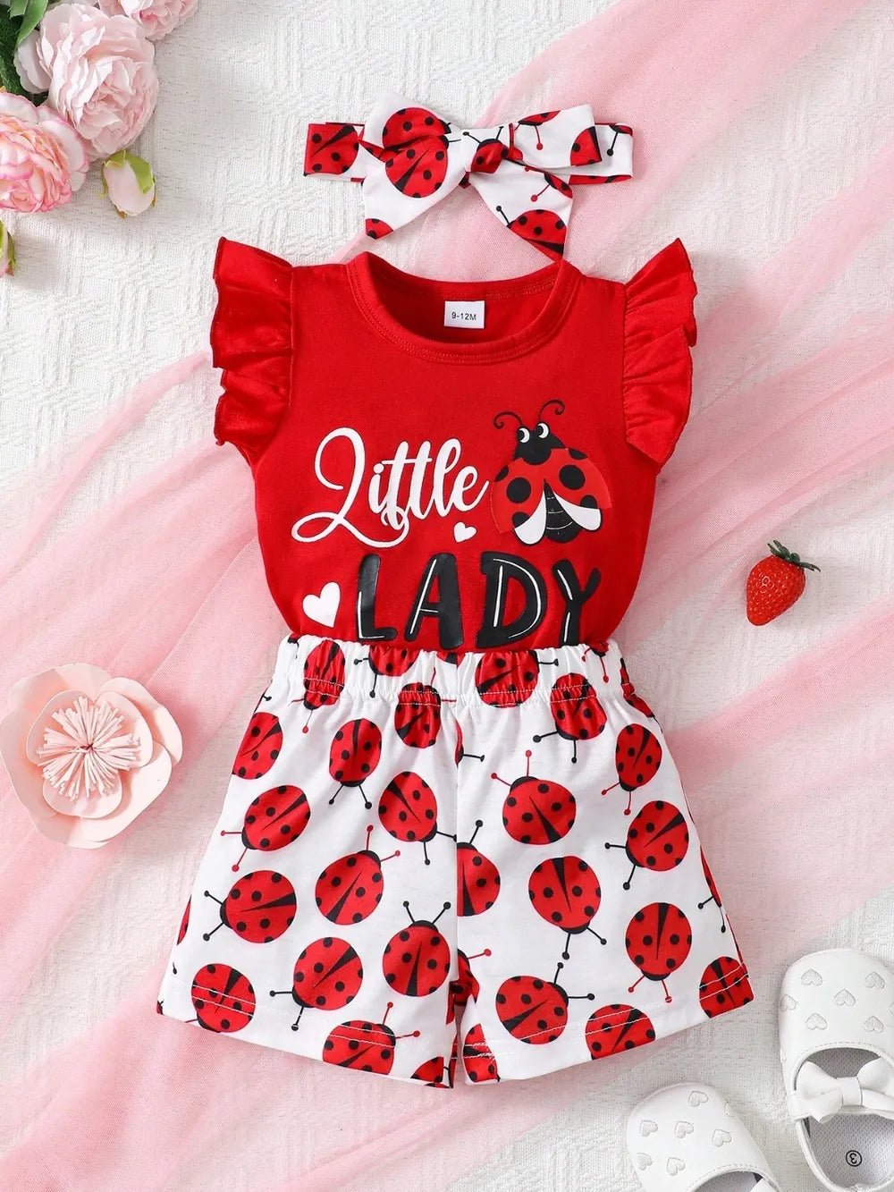 Girls Ladybug Top, Shorts & Headband Set – Little Lady