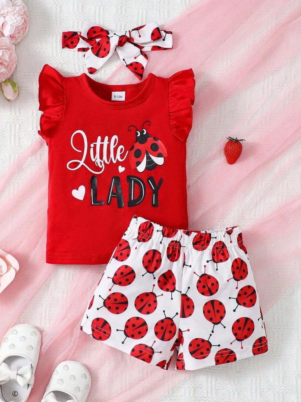 Girls Ladybug Top, Shorts & Headband Set – Little Lady