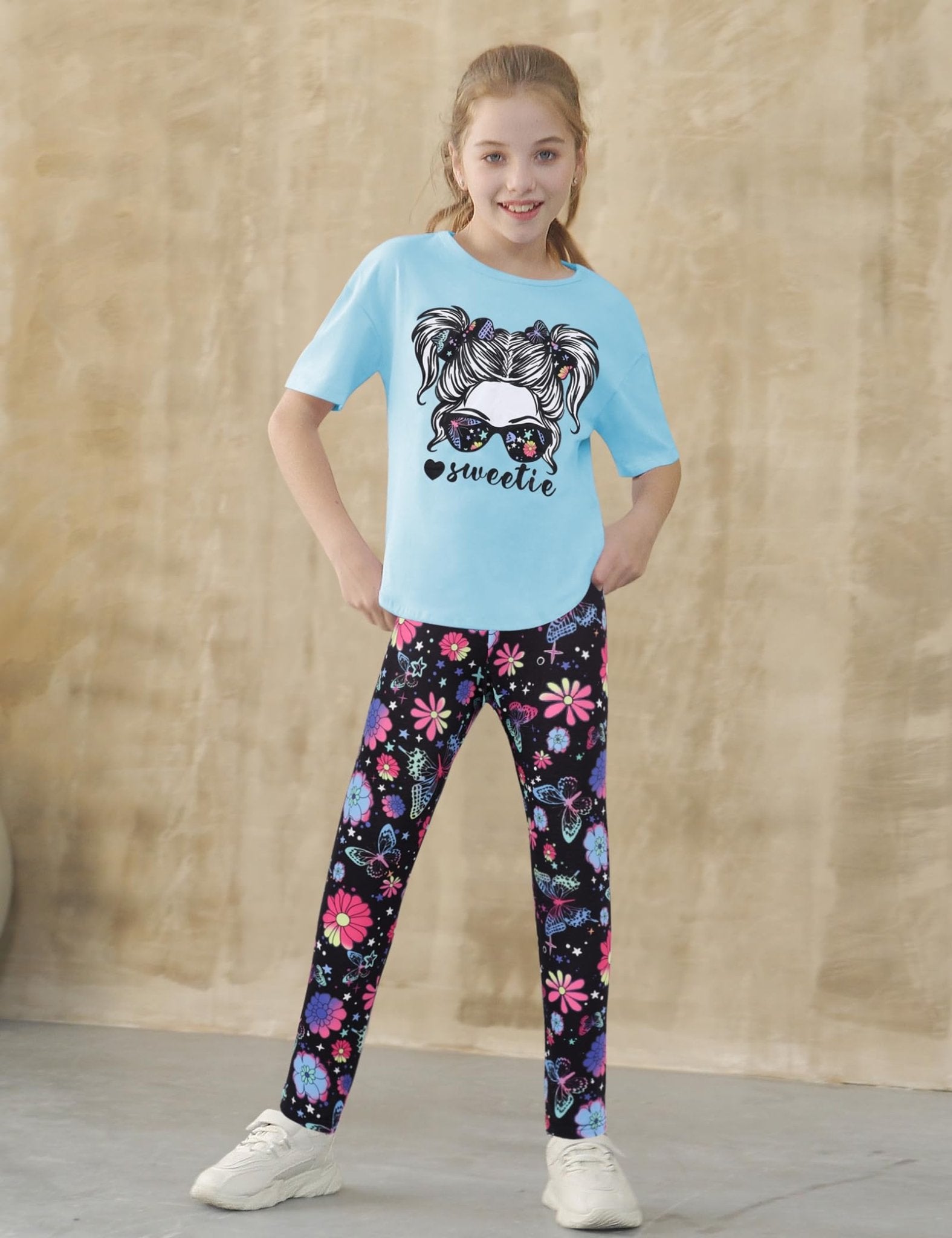 Girls Sweetie Print Top & Tie Dye Pants 2-Piece Set