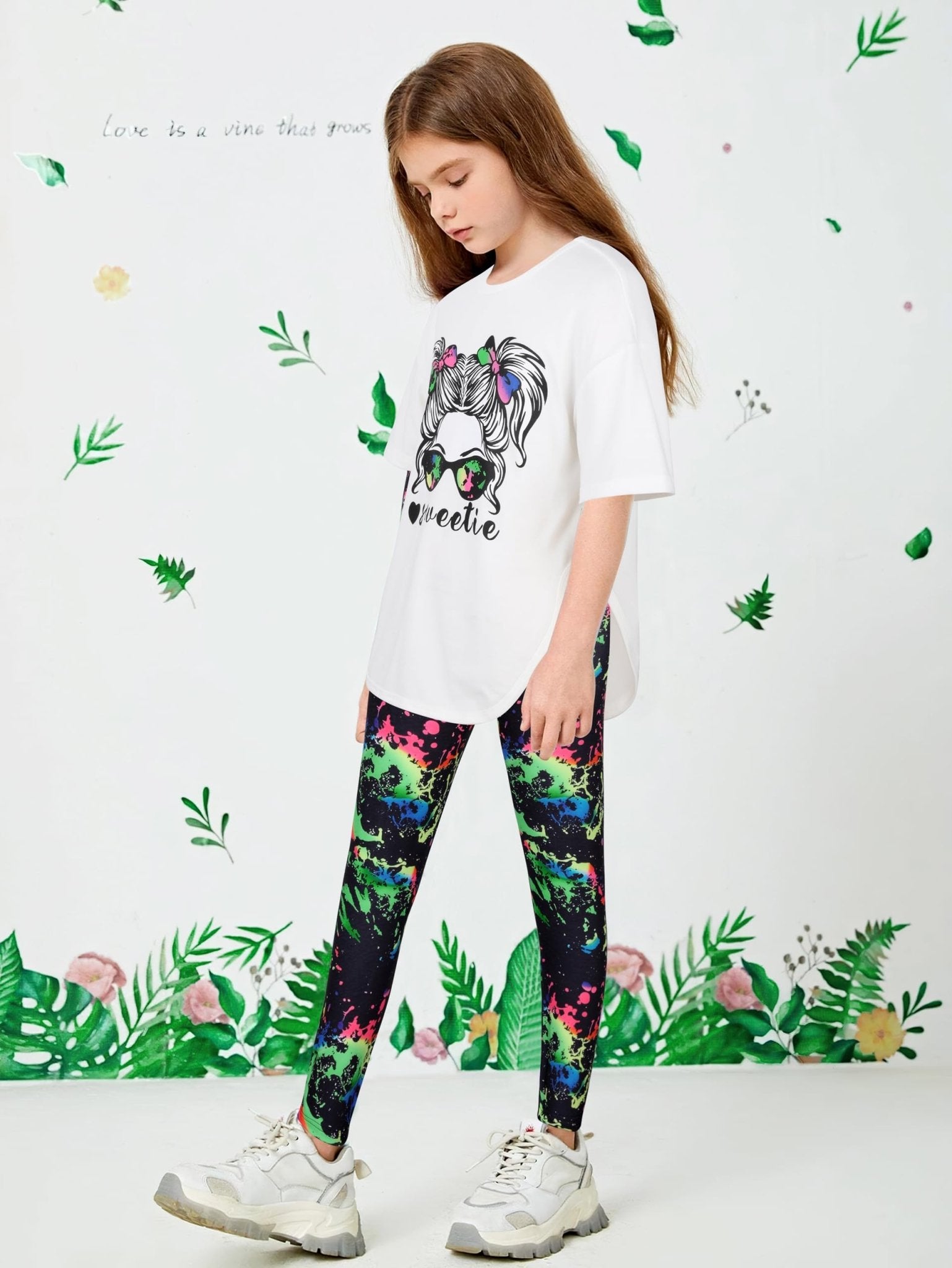 Girls Sweetie Print Top & Tie Dye Pants 2-Piece Set