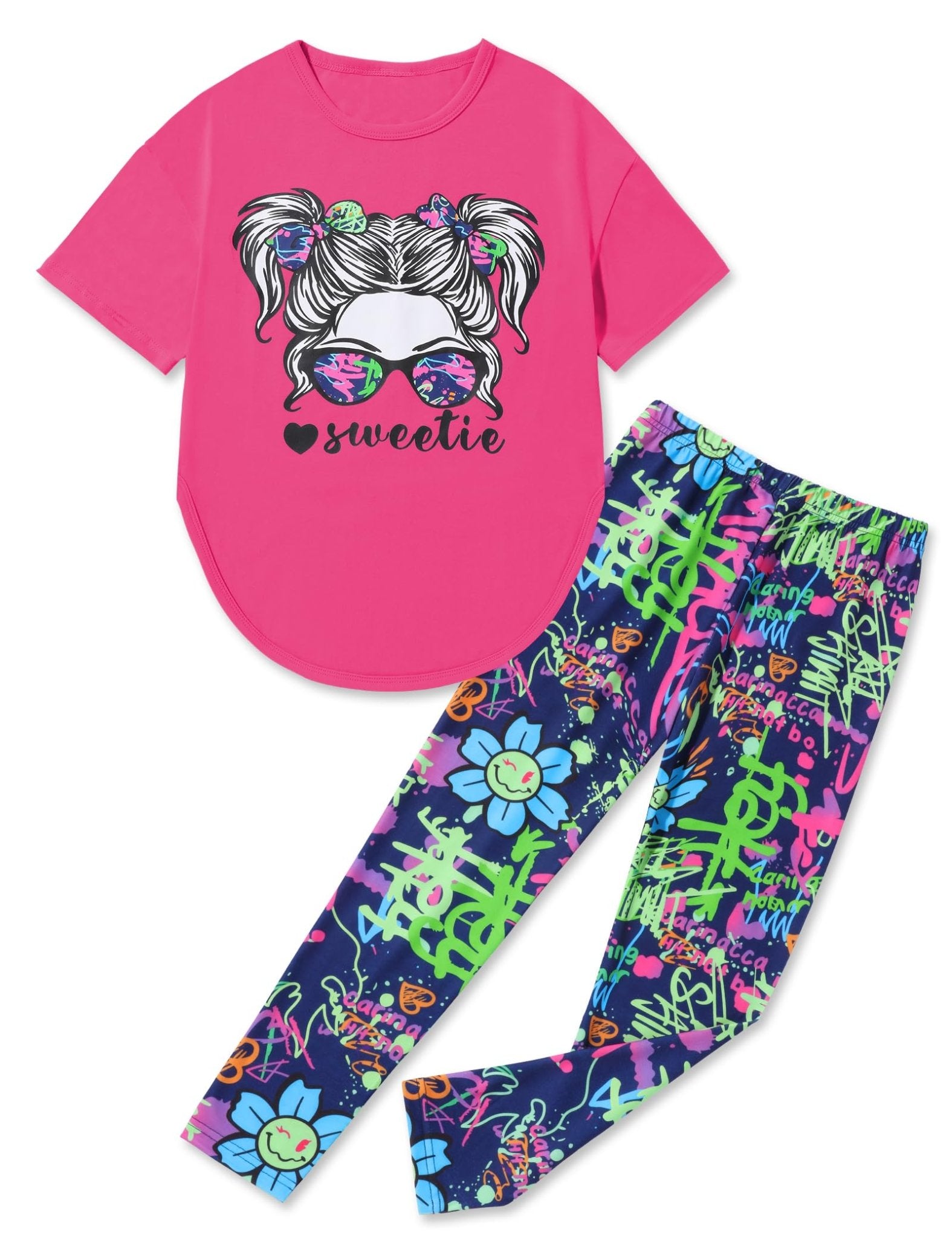 Girls Sweetie Print Top & Tie Dye Pants 2-Piece Set