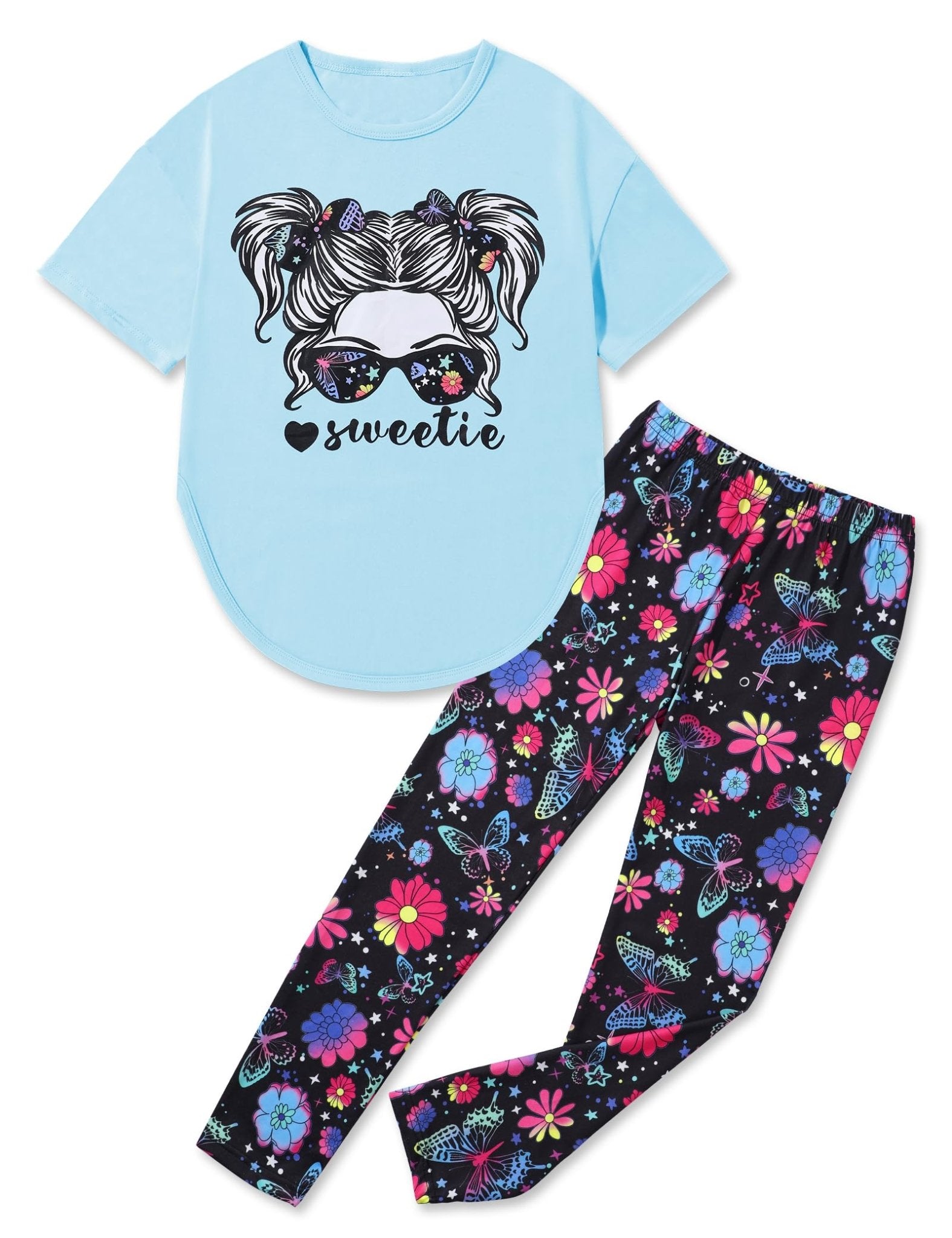 Girls Sweetie Print Top & Tie Dye Pants 2-Piece Set
