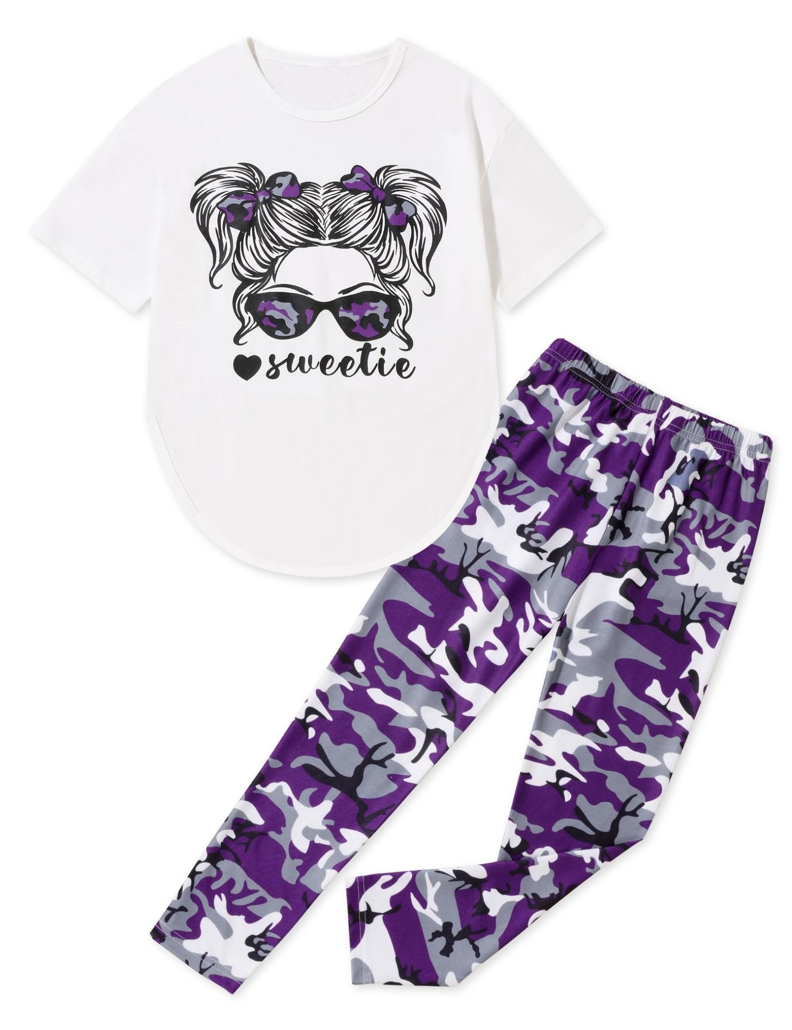 Girls Sweetie Print Top & Tie Dye Pants 2-Piece Set