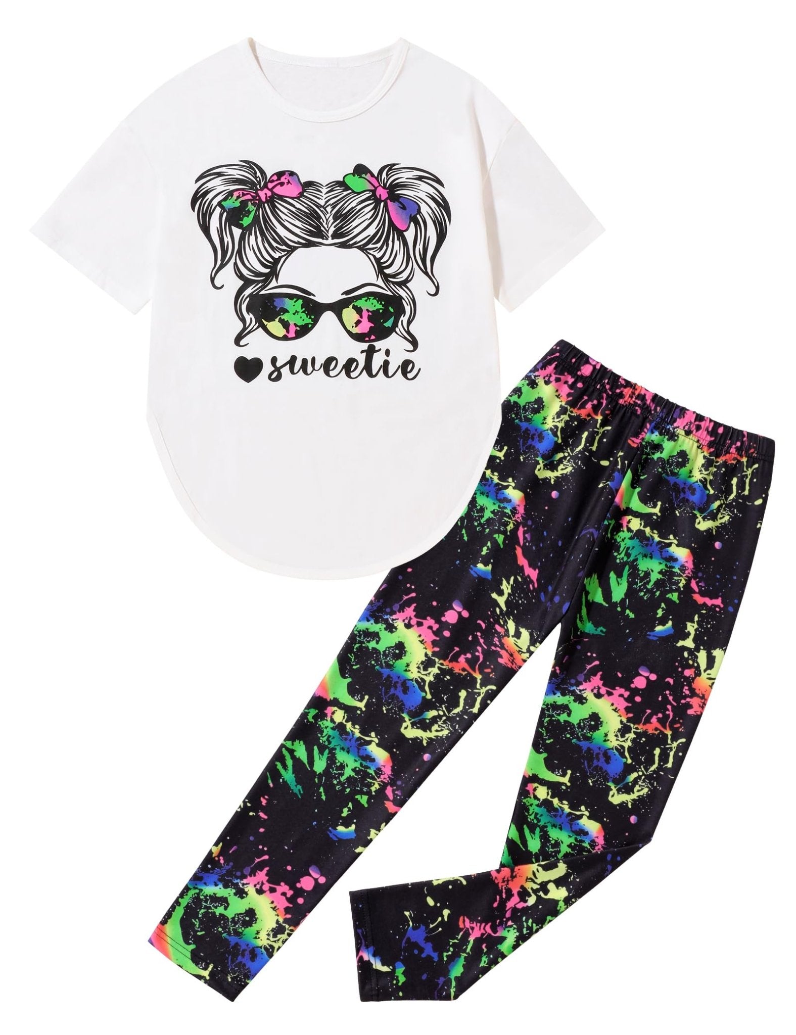 Girls Sweetie Print Top & Tie Dye Pants 2-Piece Set