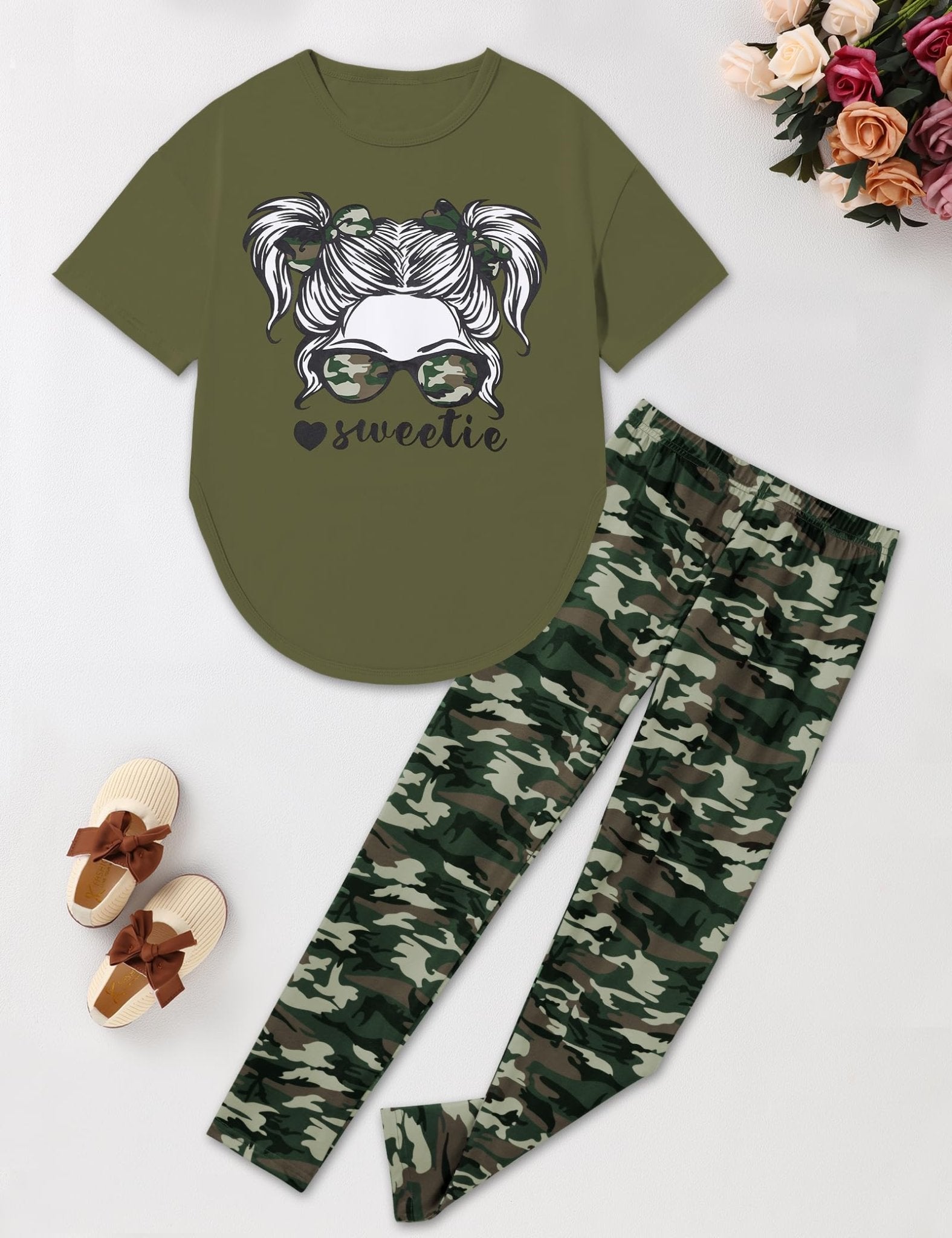 Girls Sweetie Print Top & Tie Dye Pants 2-Piece Set