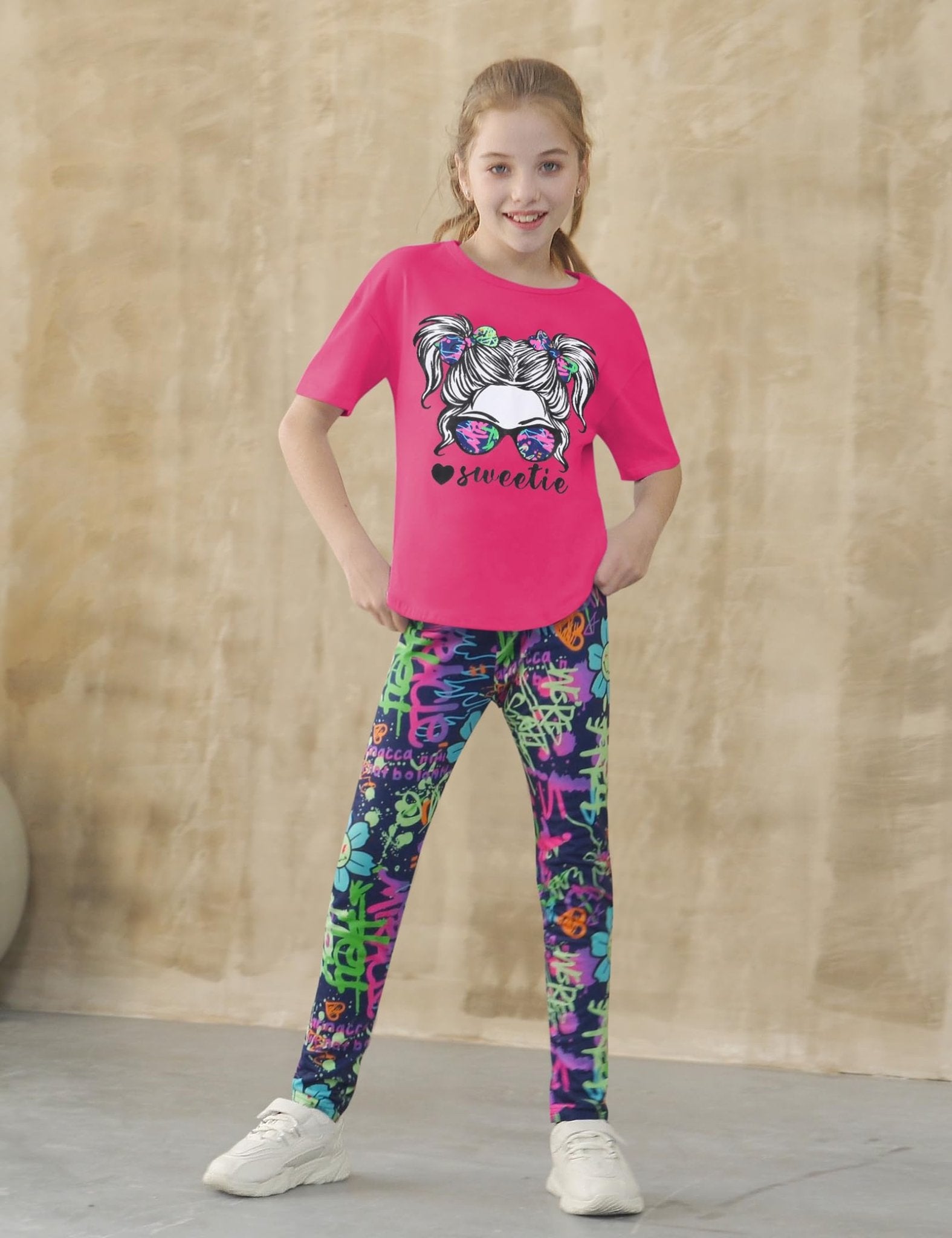 Girls Sweetie Print Top & Tie Dye Pants 2-Piece Set