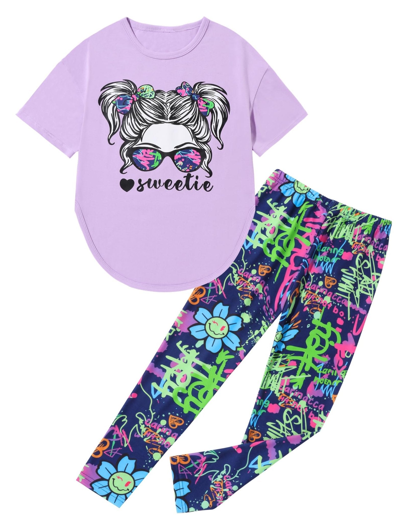 Girls Sweetie Print Top & Tie Dye Pants 2-Piece Set