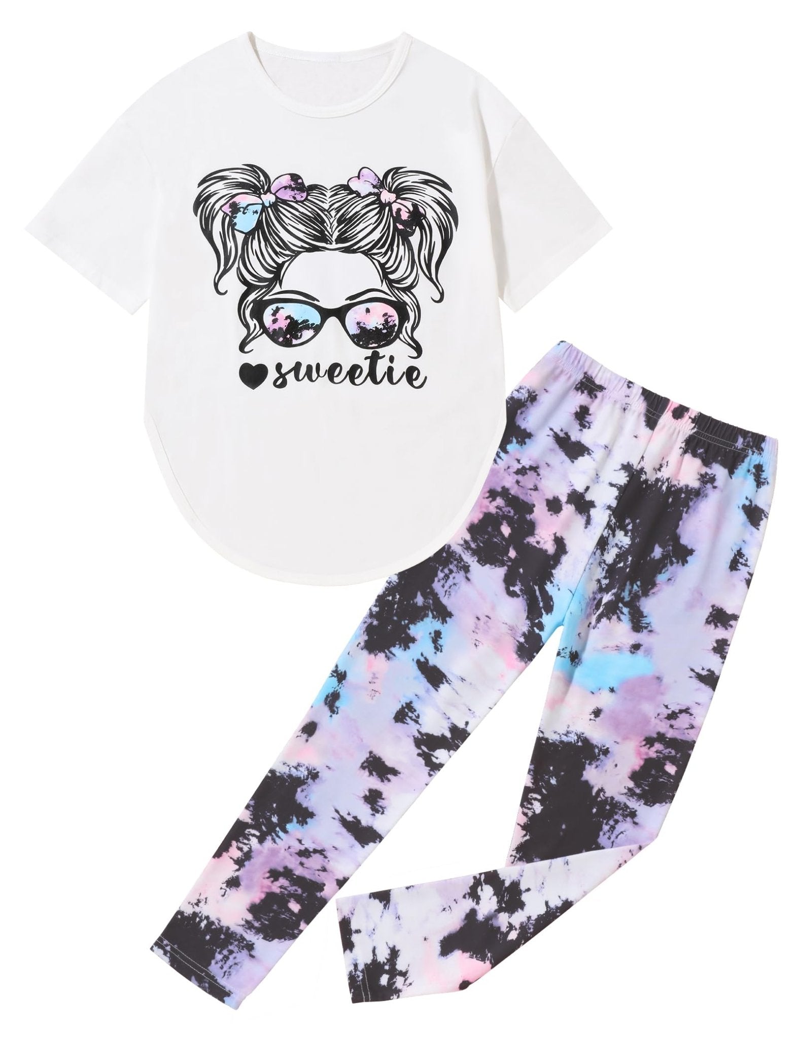 Girls Sweetie Print Top & Tie Dye Pants 2-Piece Set