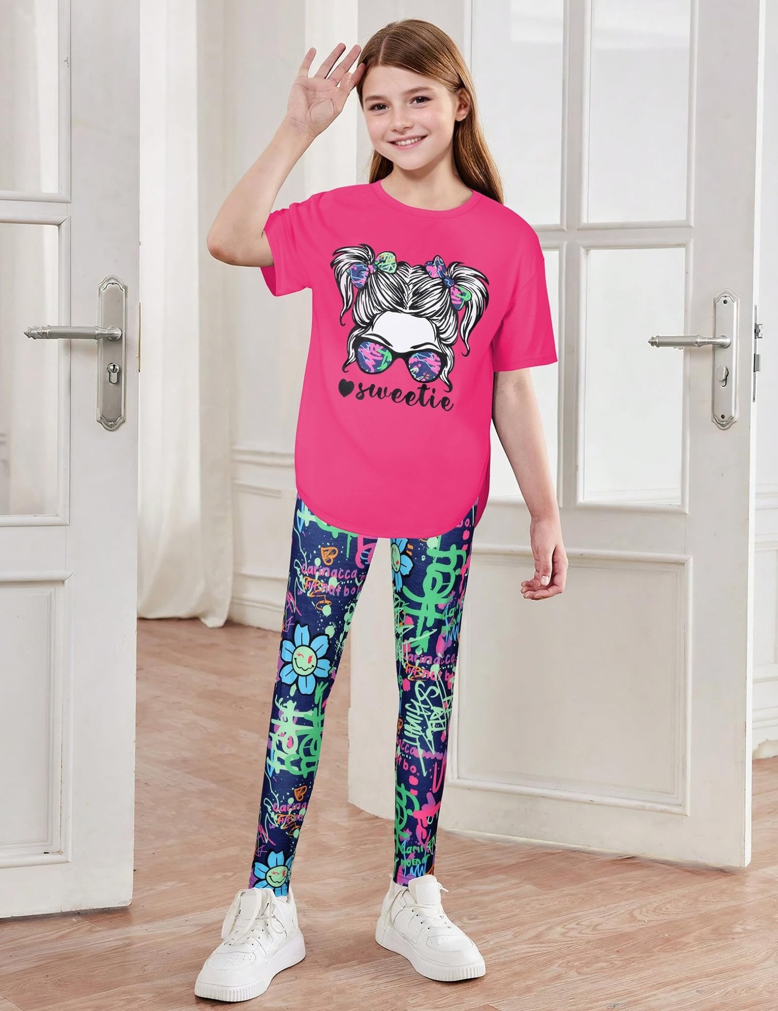 Girls Sweetie Print Top & Tie Dye Pants 2-Piece Set