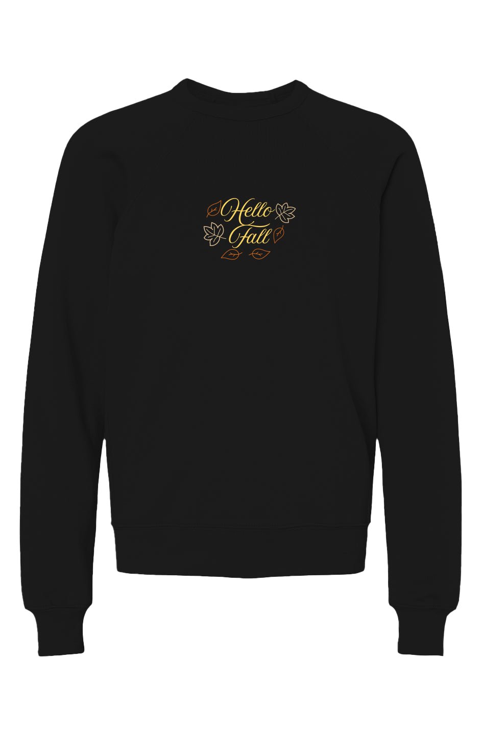 Hello Fall Leaf Outline Youth Crewneck