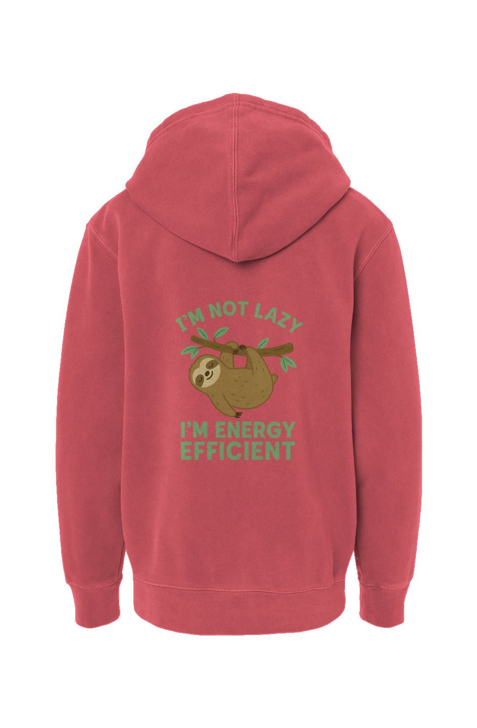 I’m Not Lazy, I’m Energy Efficient” Sloth Hoodie – Youth Pigment Dyed Pullover