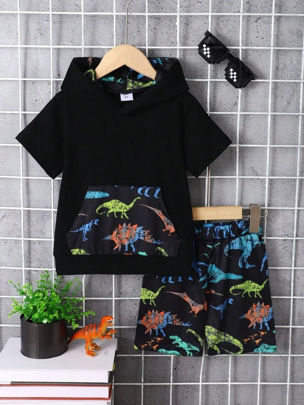 Kids Dinosaur Hoodie and Shorts Set – Fun Summer Outfit
