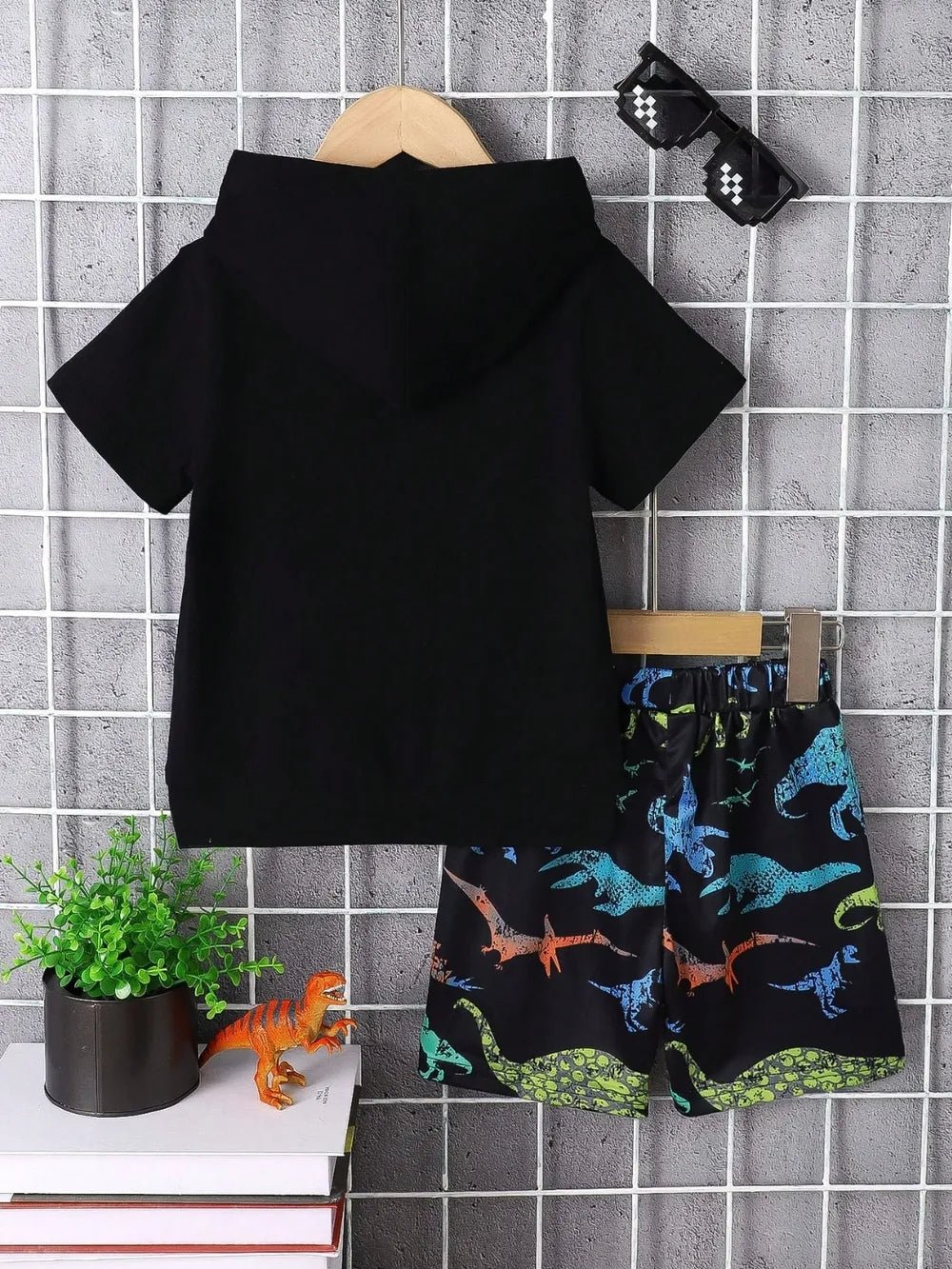 Kids Dinosaur Hoodie and Shorts Set – Fun Summer Outfit