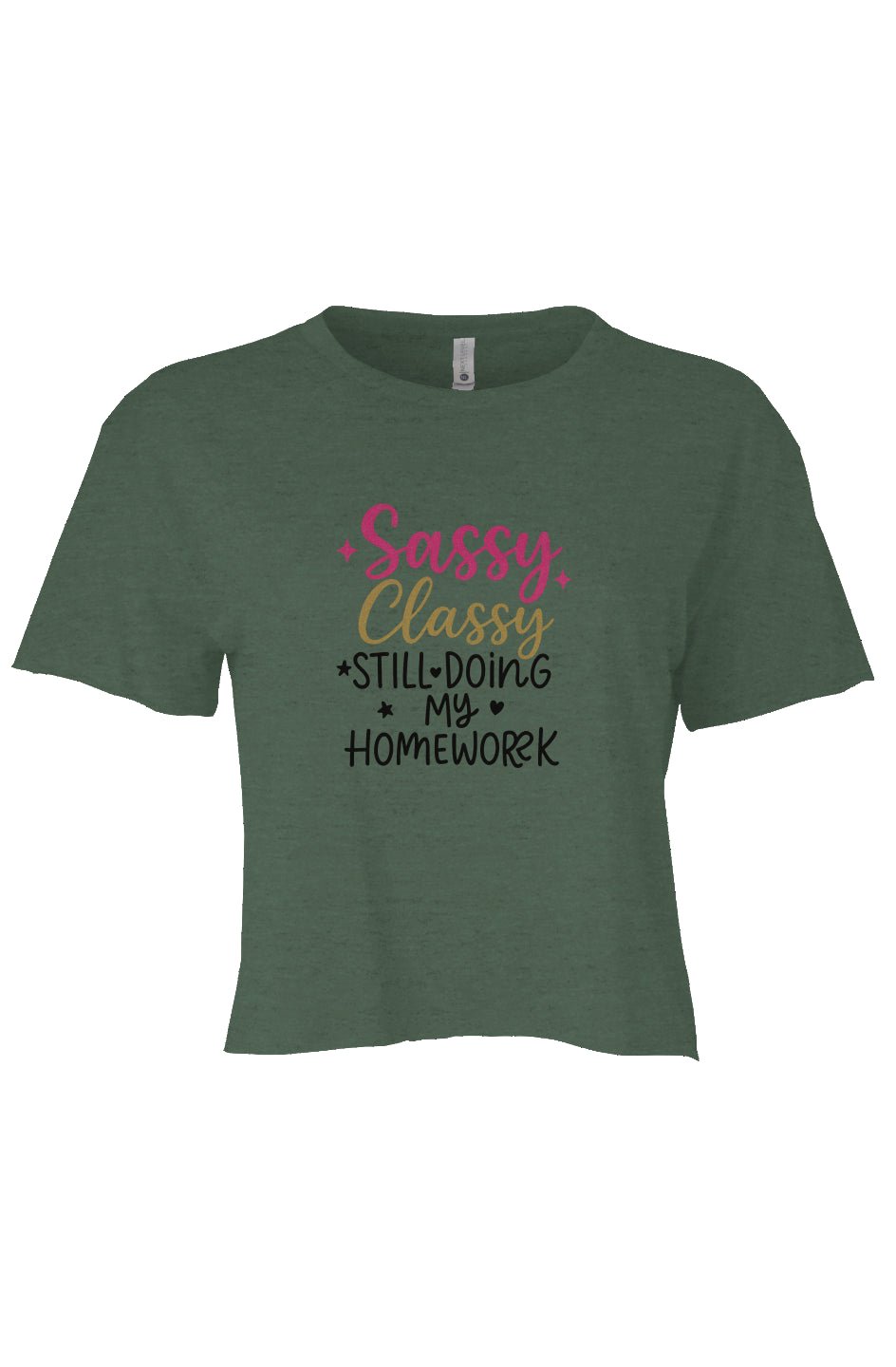 “Sassy. Classy. Still Doing My Homework.” Girls’ Cropped Graphic Tee