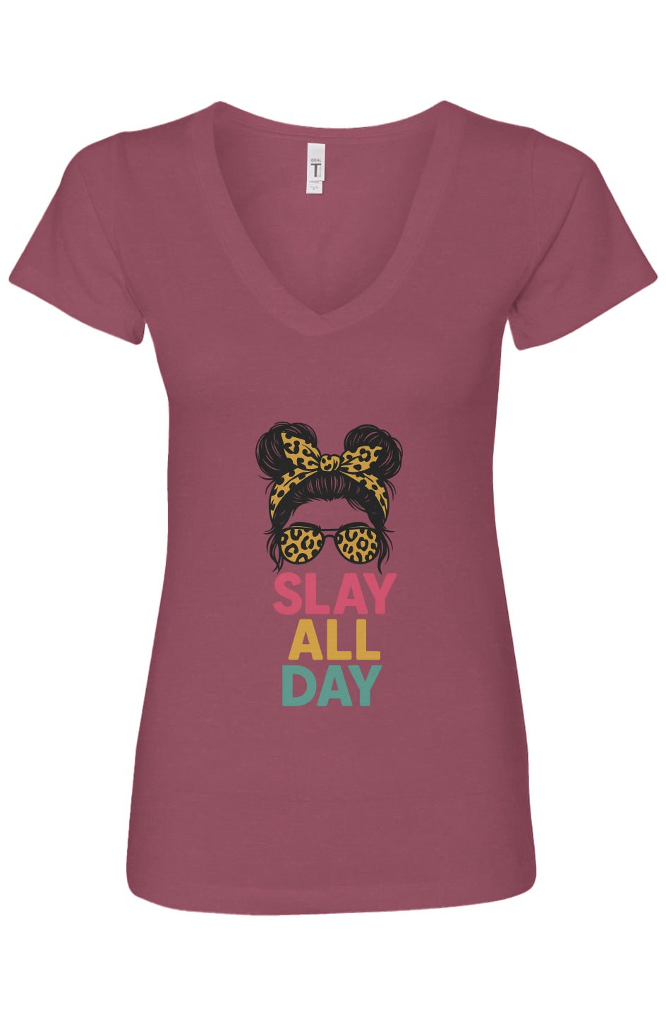 Slay All Day Tee – Tween Girls’ Graphic V-Neck T-Shirt