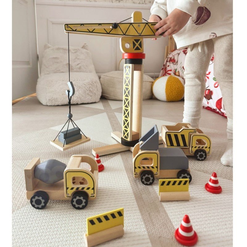 Wooden Construction Site With Vehicles