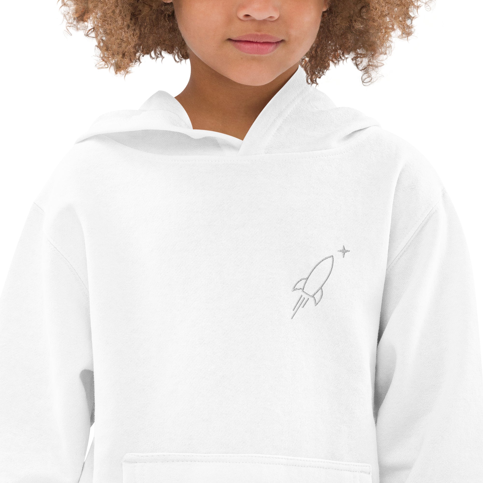 Rocketeer Kidz Minimal Rocket Embroidered Kids Fleece Hoodie – Cozy Holiday Sweatshirt
