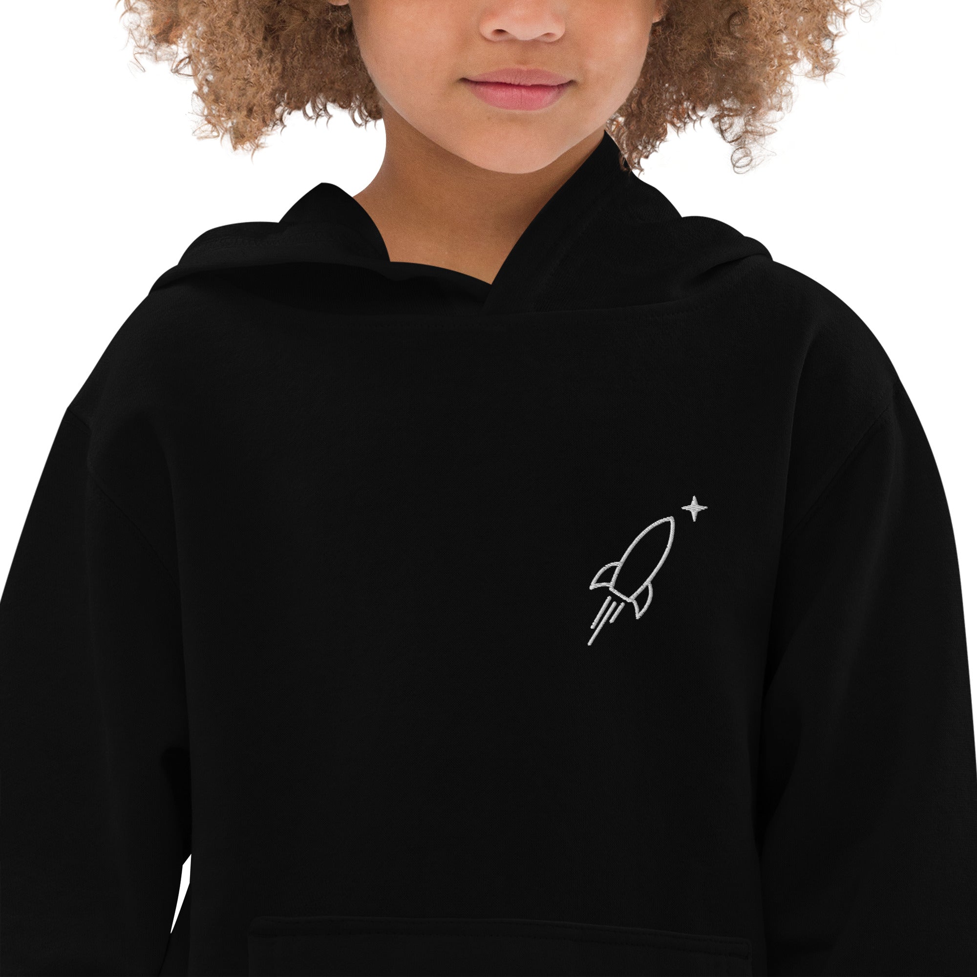Rocketeer Kidz Minimal Rocket Embroidered Kids Fleece Hoodie – Cozy Holiday Sweatshirt